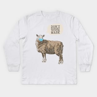 Sheep Wearing A Face Mask Kids Long Sleeve T-Shirt